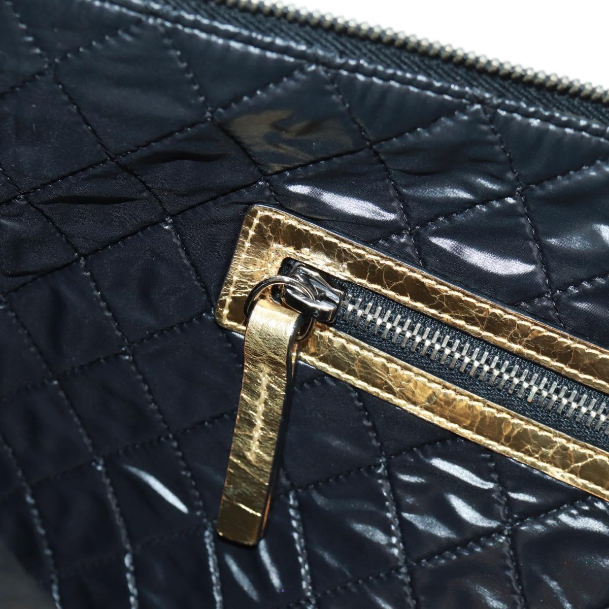 CHANEL Clutch Bag Leather Gold CC Auth 165360M
