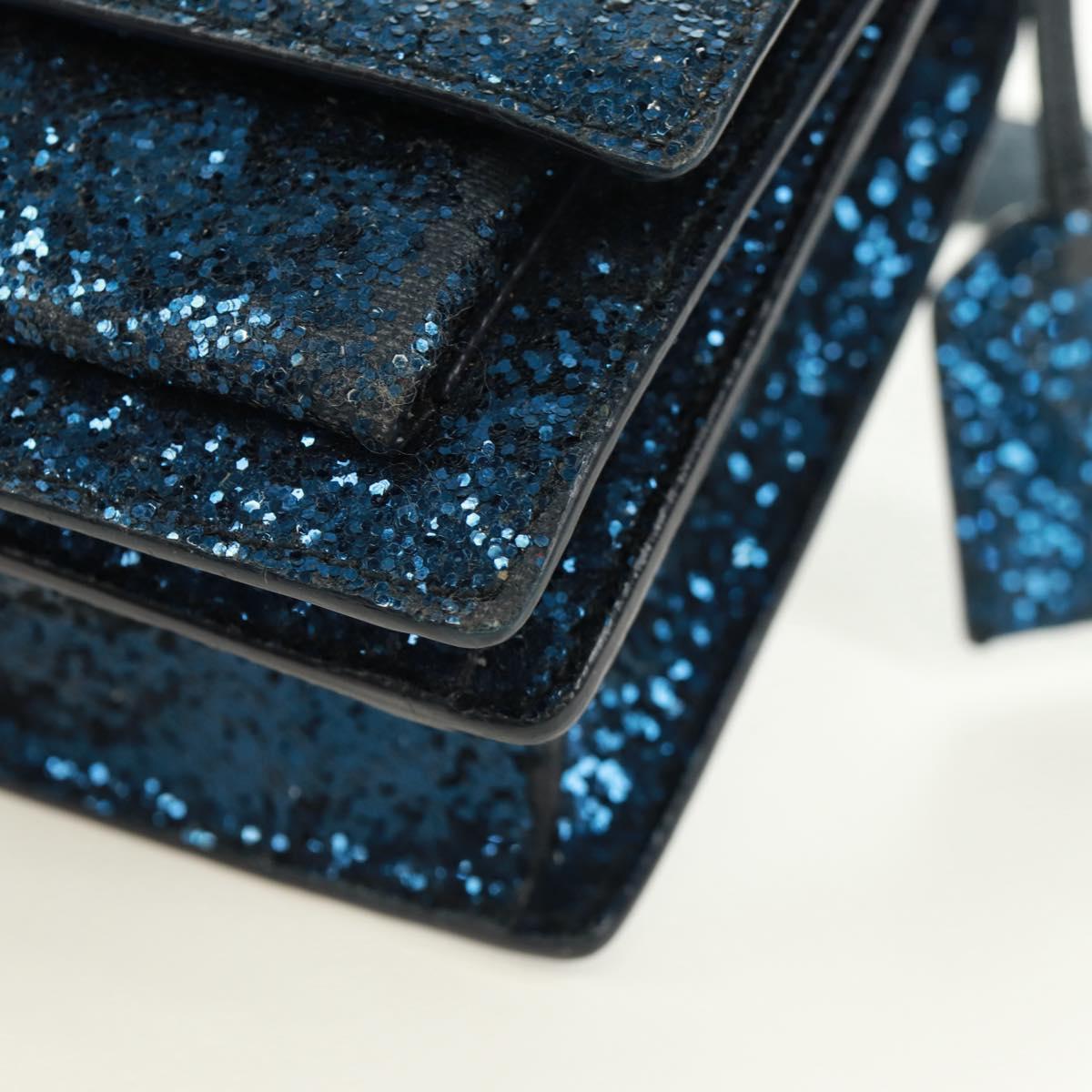 SAINT LAURENT Sunset Medium Cassandra Glitter Cassandra Bag Leather Auth 165369