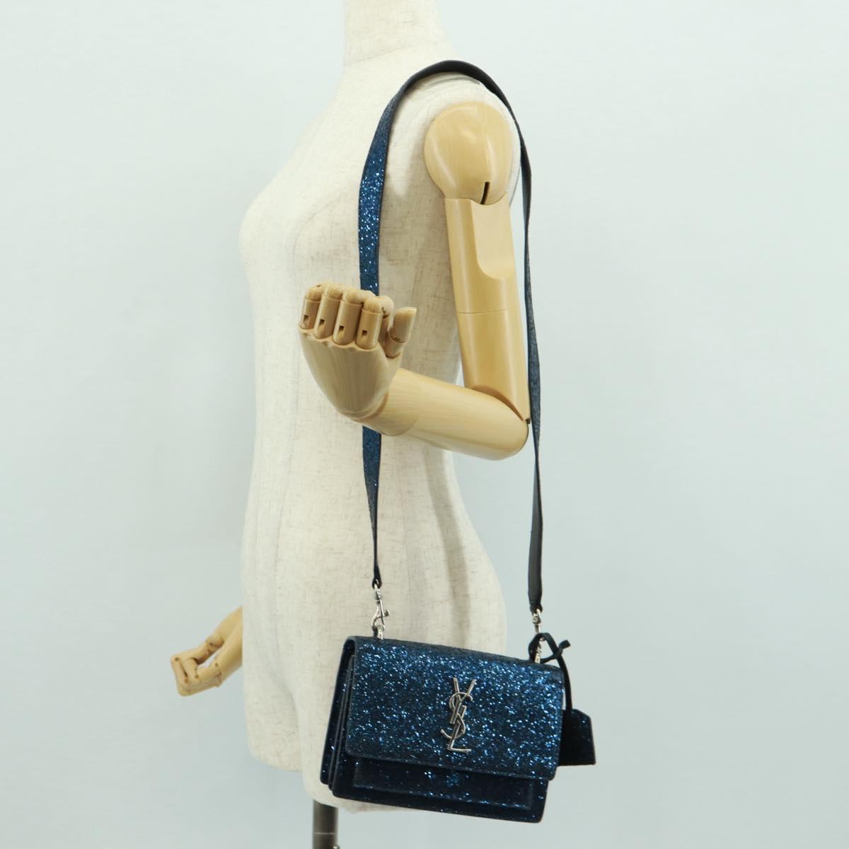 SAINT LAURENT Sunset Medium Cassandra Glitter Cassandra Bag Leather Auth 165369