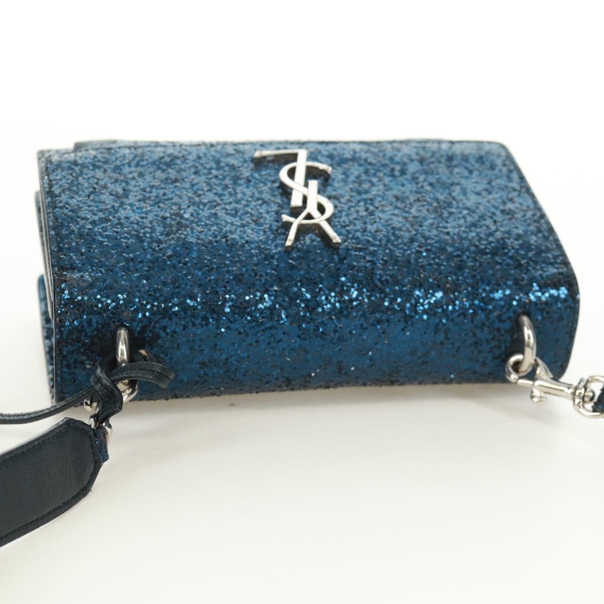 SAINT LAURENT Sunset Medium Cassandra Glitter Cassandra Bag Leather Auth 165369