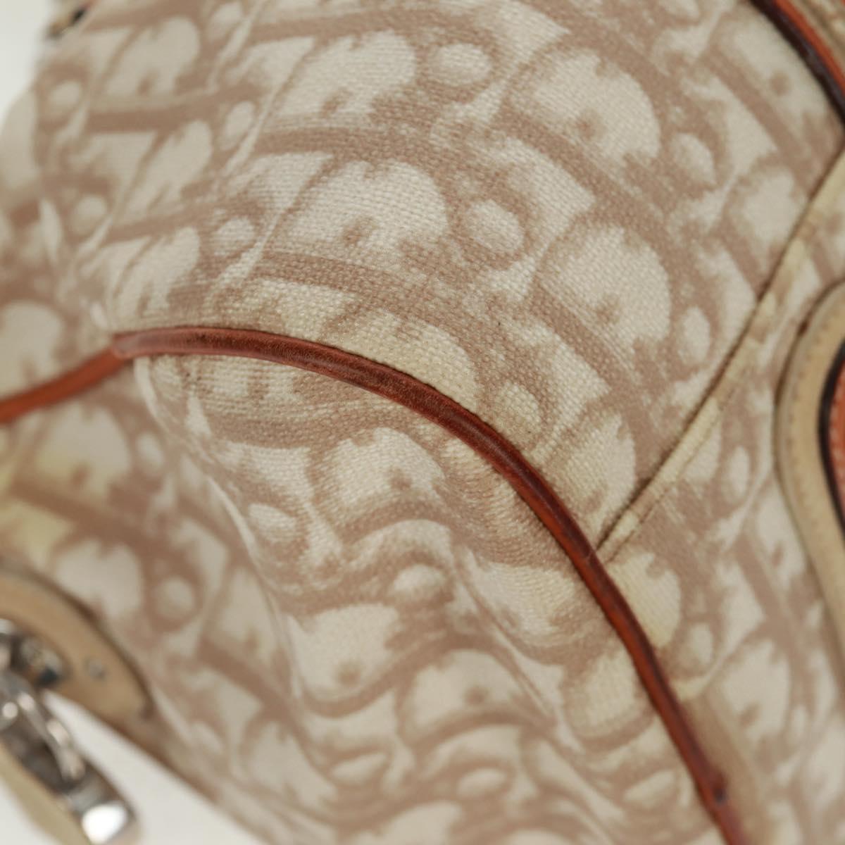 Christian Dior Trotter Canvas Romantic Bag PVC Beige Silver Auth 165370SAV