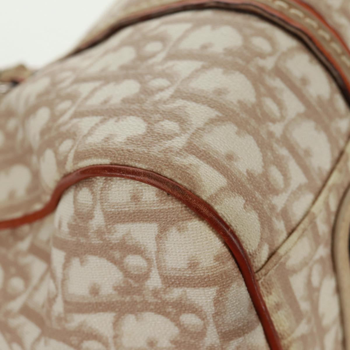 Christian Dior Trotter Canvas Romantic Bag PVC Beige Silver Auth 165370SAV
