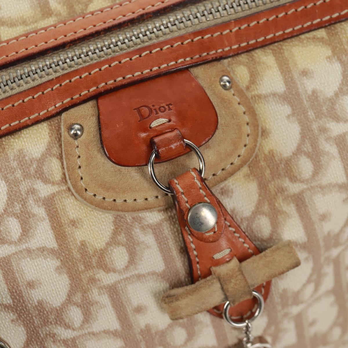 Christian Dior Trotter Canvas Romantic Bag PVC Beige Silver Auth 165370SAV