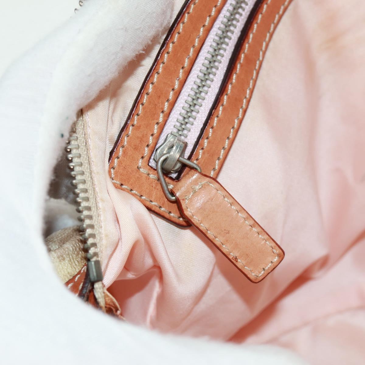 Christian Dior Trotter Canvas Romantic Bag PVC Beige Silver Auth 165370SAV