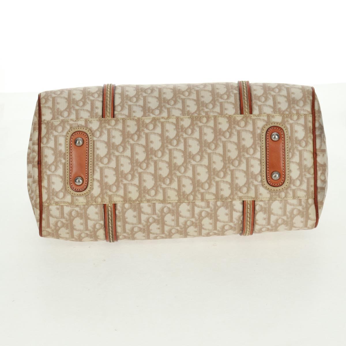 Christian Dior Trotter Canvas Romantic Bag PVC Beige Silver Auth 165370SAV