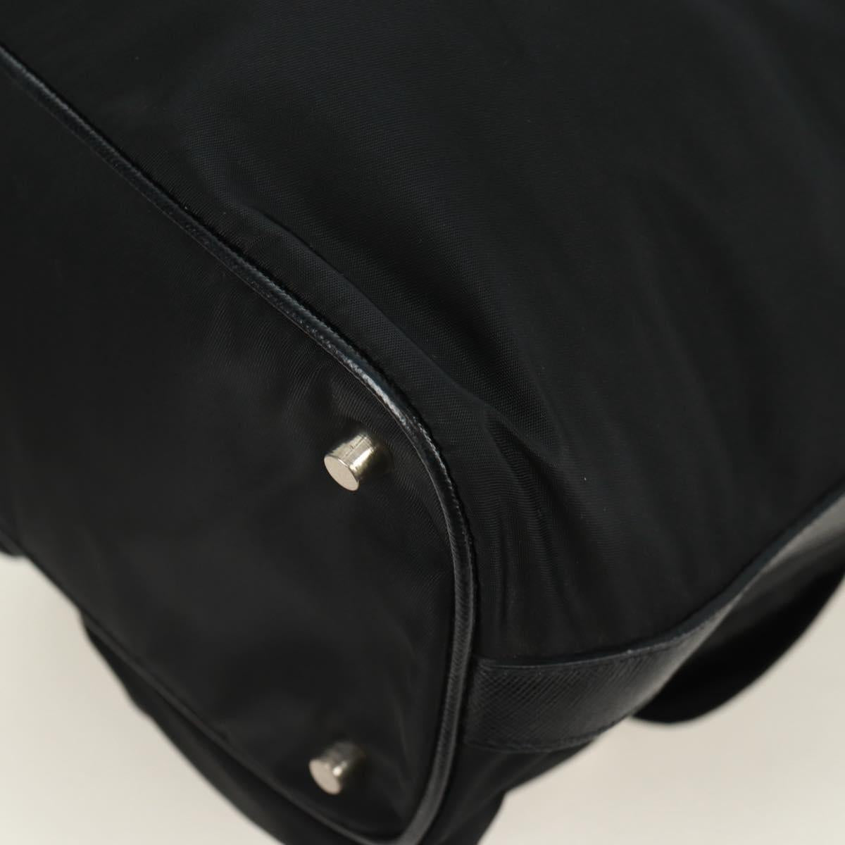 PRADA Shoulder Bag Nylon Black Gold Auth 165372V