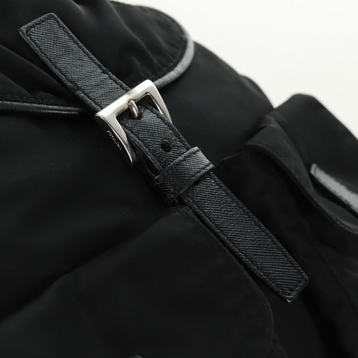 PRADA Shoulder Bag Nylon Black Gold Auth 165372V