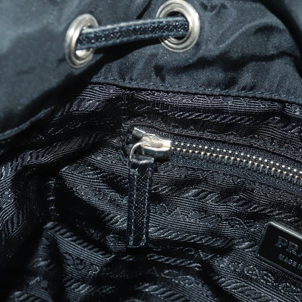 PRADA Shoulder Bag Nylon Black Gold Auth 165372V