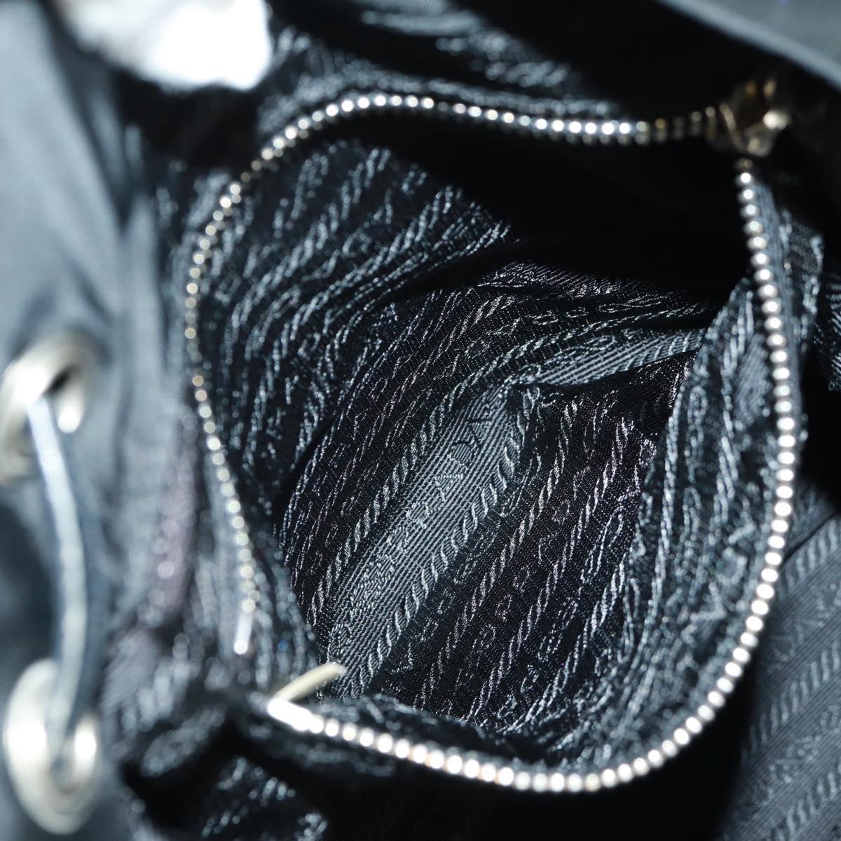 PRADA Shoulder Bag Nylon Black Gold Auth 165372V