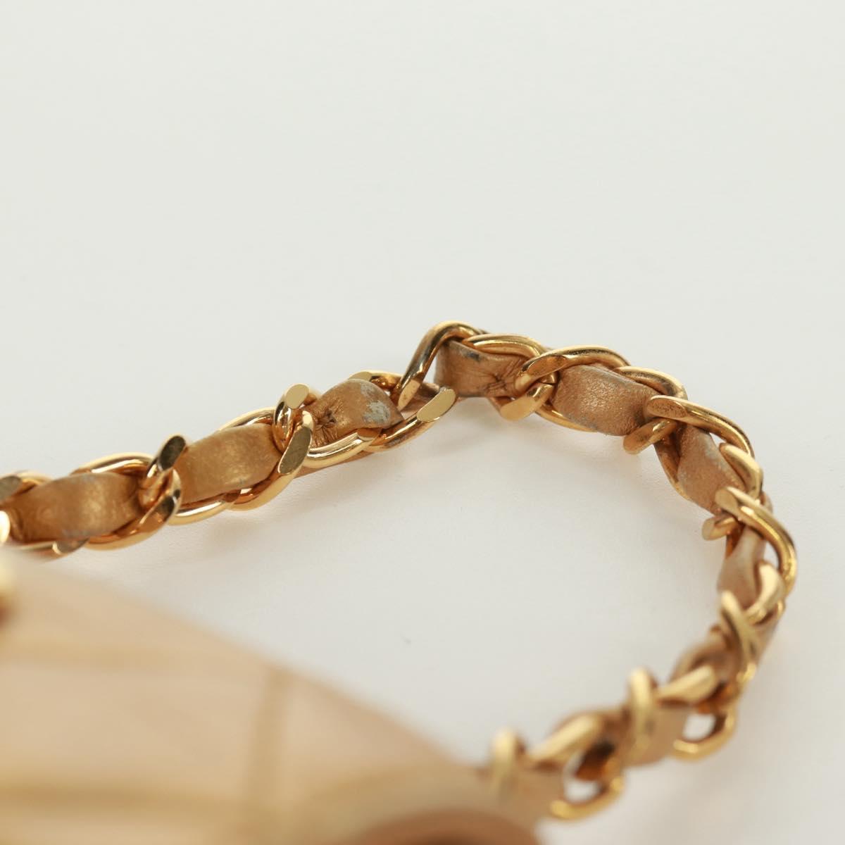 CHANEL Mini Matelasse 10 Chain Handle Pouch Lamb Skin Gold CC Auth 165375V