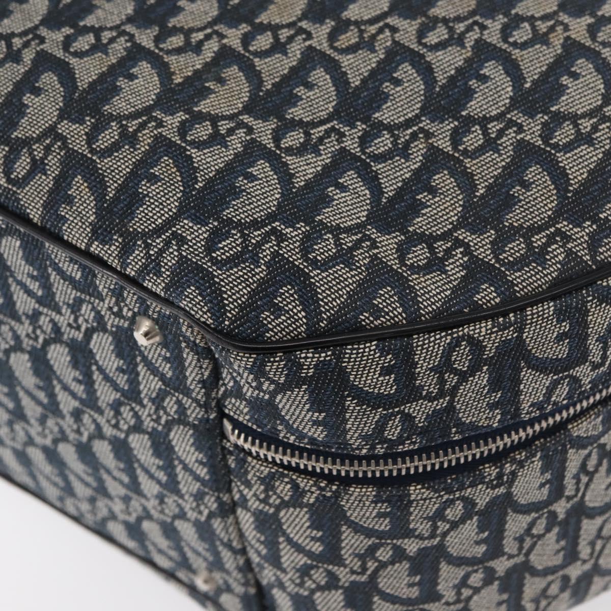 Christian Dior Trotter Canvas Hand Bag Navy Silver Auth 165376