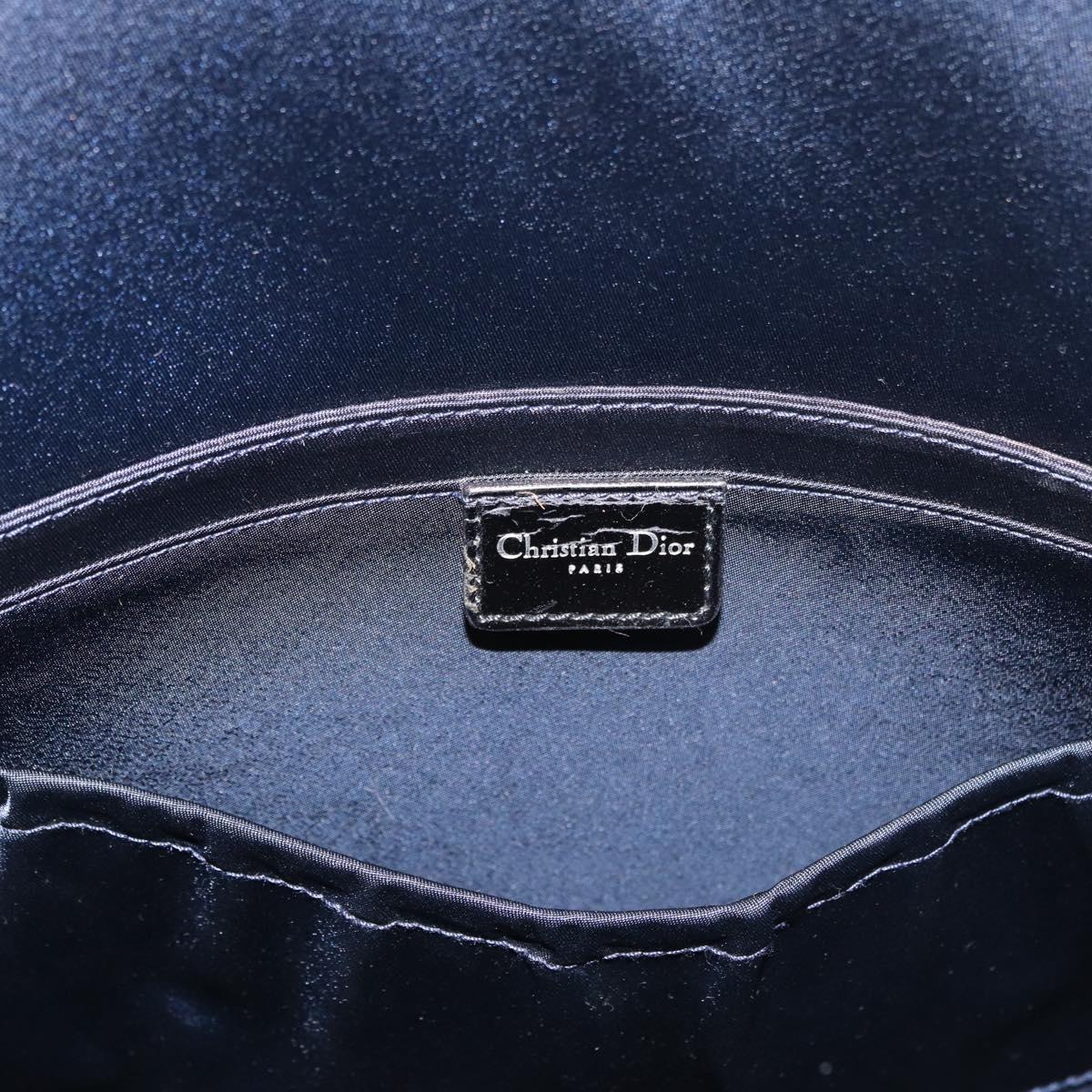 Christian Dior Trotter Canvas Hand Bag Navy Silver Auth 165376