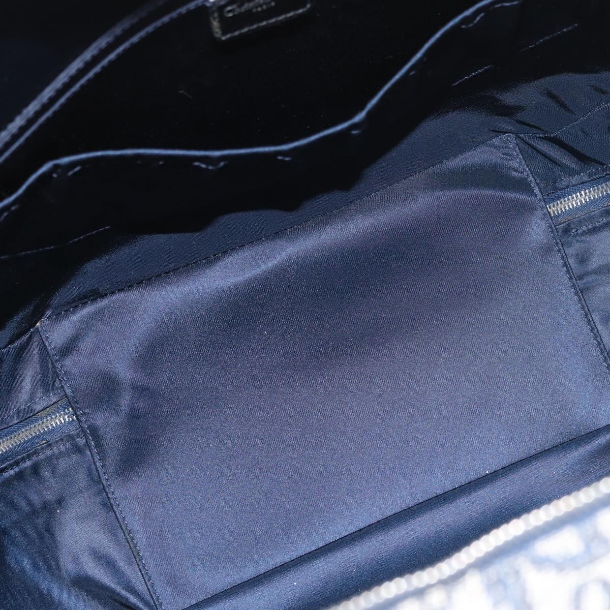 Christian Dior Trotter Canvas Hand Bag Navy Silver Auth 165376