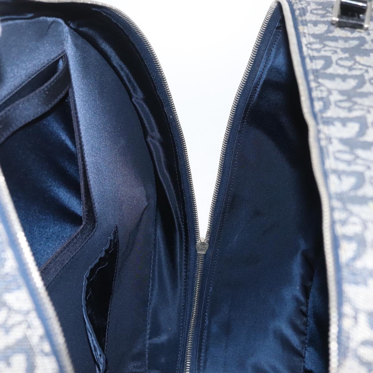 Christian Dior Trotter Canvas Hand Bag Navy Silver Auth 165376
