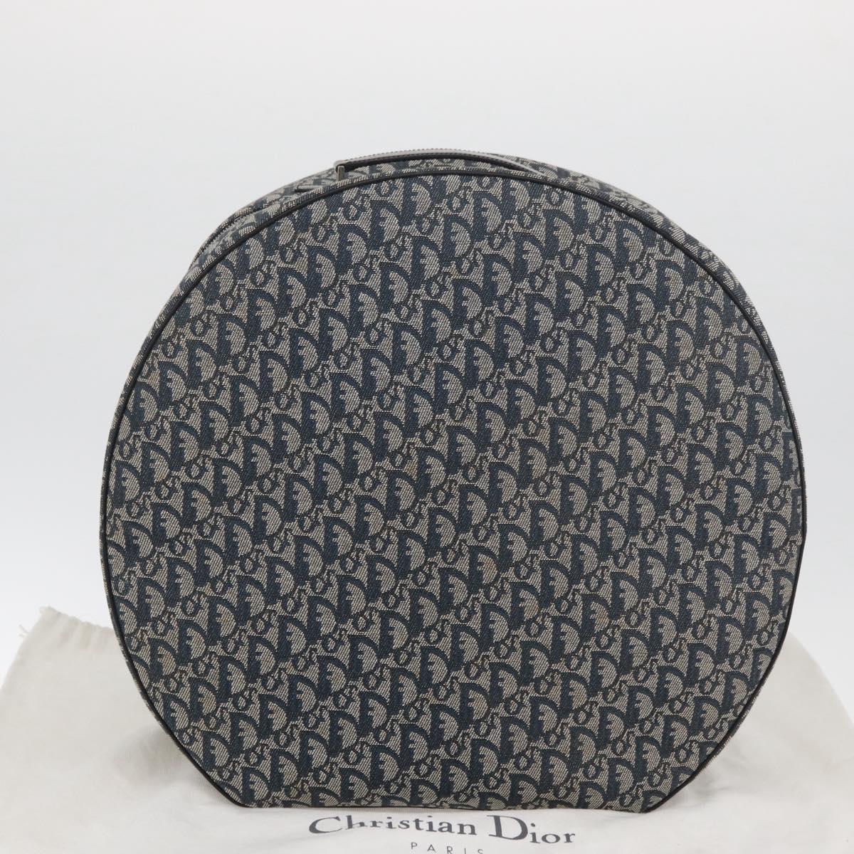 Christian Dior Trotter Canvas Hand Bag Navy Silver Auth 165376