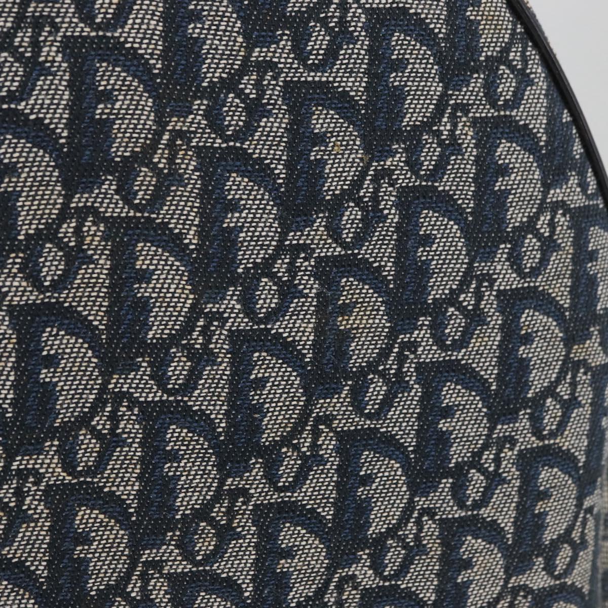 Christian Dior Trotter Canvas Hand Bag Navy Silver Auth 165376