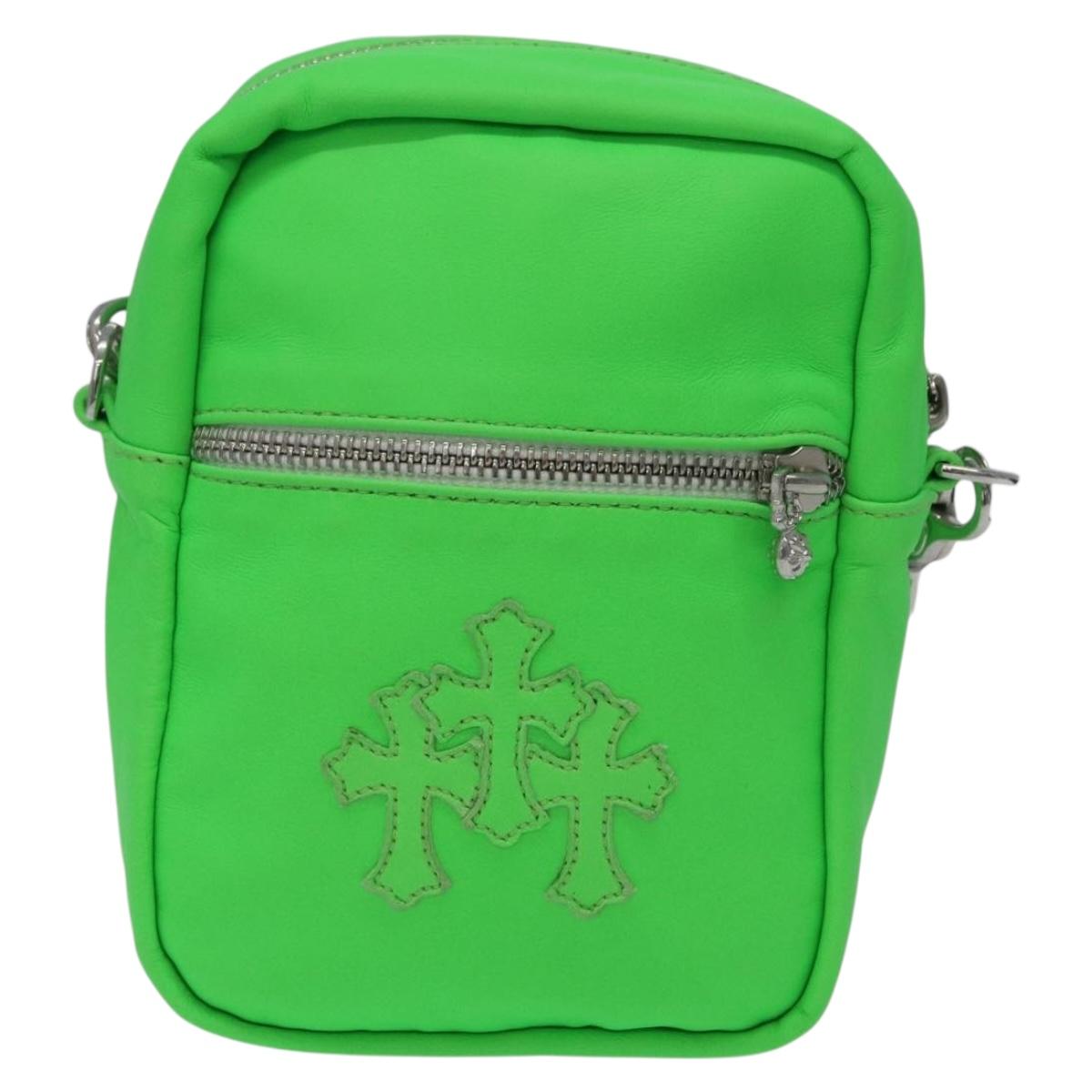 Chrome Hearts Takamini Shoulder Bag Leather Green Silver Auth 165377SM