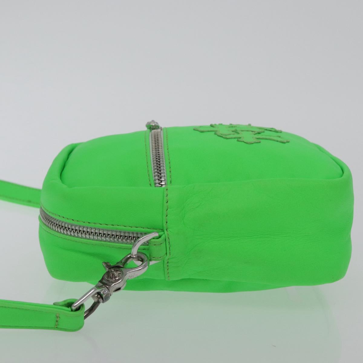Chrome Hearts Takamini Shoulder Bag Leather Green Silver Auth 165377SM