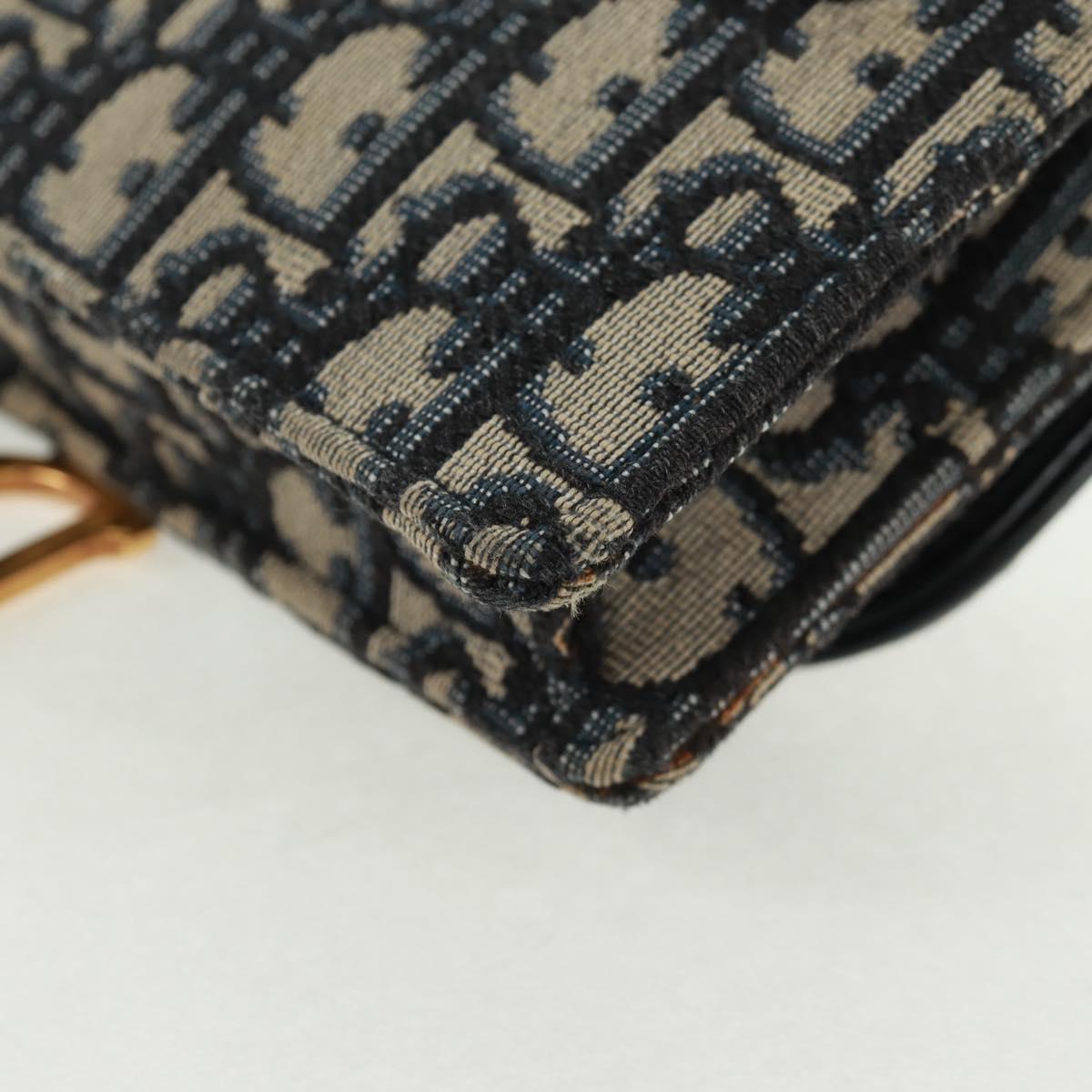 Christian Dior Trotter Canvas Saddle Oblique Waist bag Navy Gold Auth 165390V