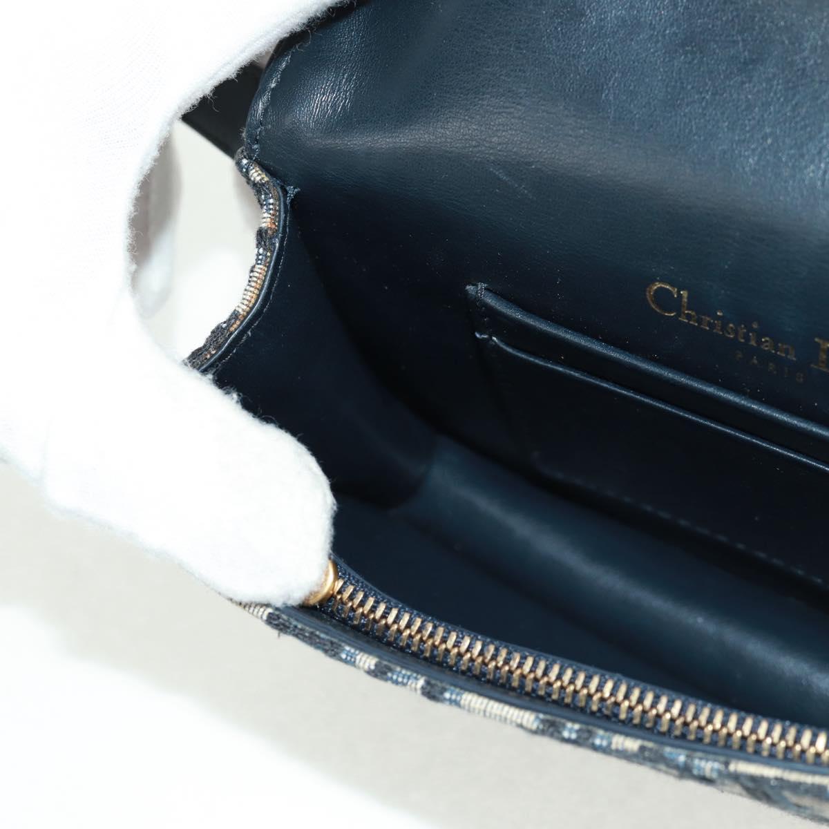 Christian Dior Trotter Canvas Saddle Oblique Waist bag Navy Gold Auth 165390V