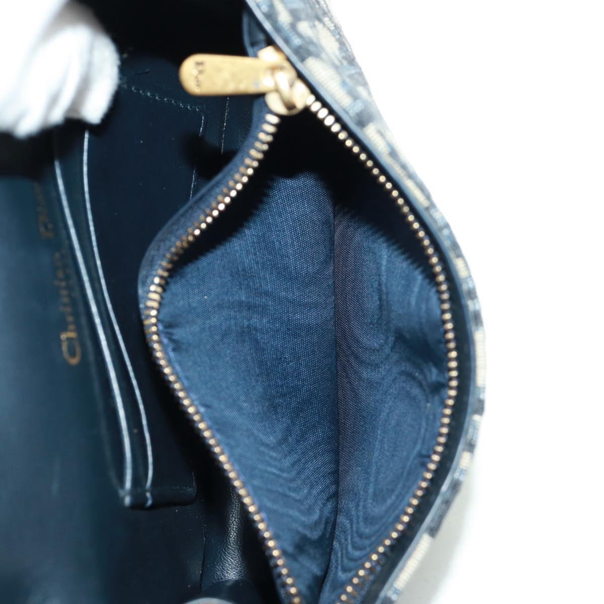 Christian Dior Trotter Canvas Saddle Oblique Waist bag Navy Gold Auth 165390V