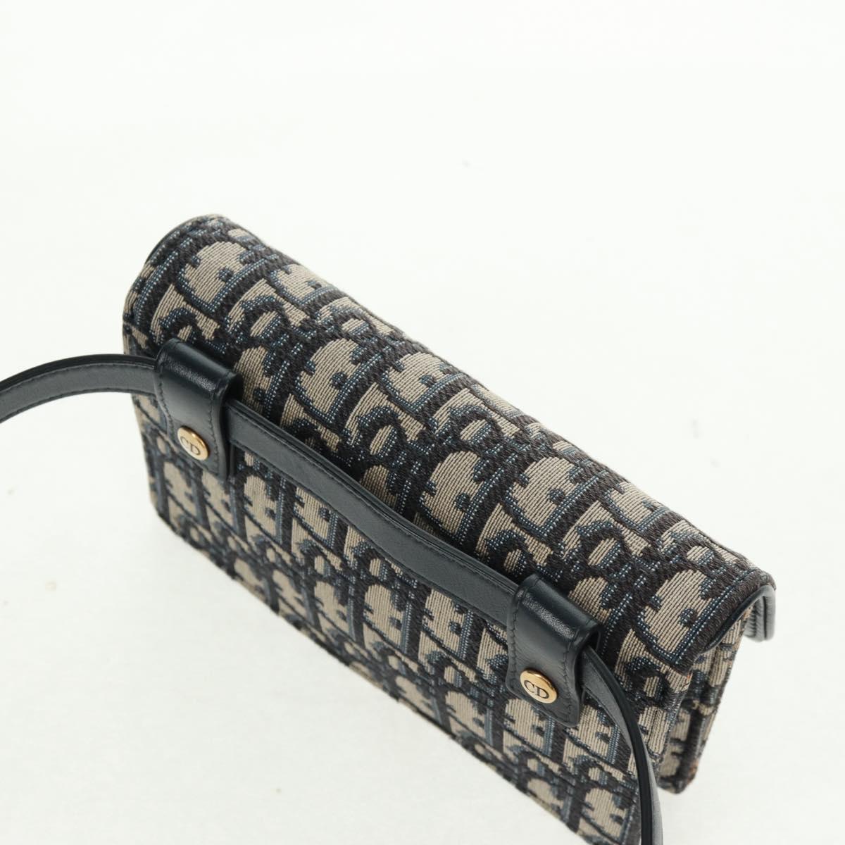 Christian Dior Trotter Canvas Saddle Oblique Waist bag Navy Gold Auth 165390V