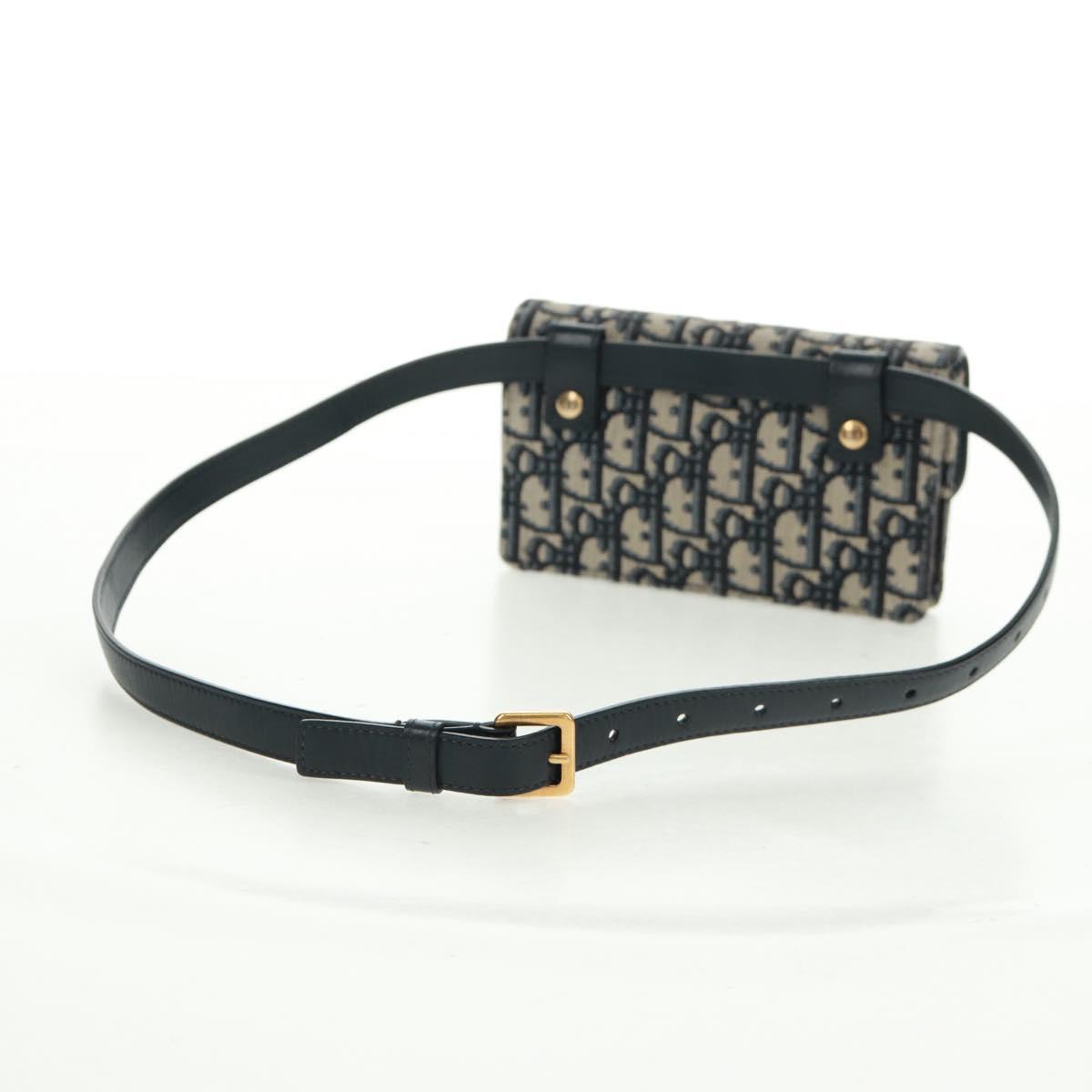 Christian Dior Trotter Canvas Saddle Oblique Waist bag Navy Gold Auth 165390V