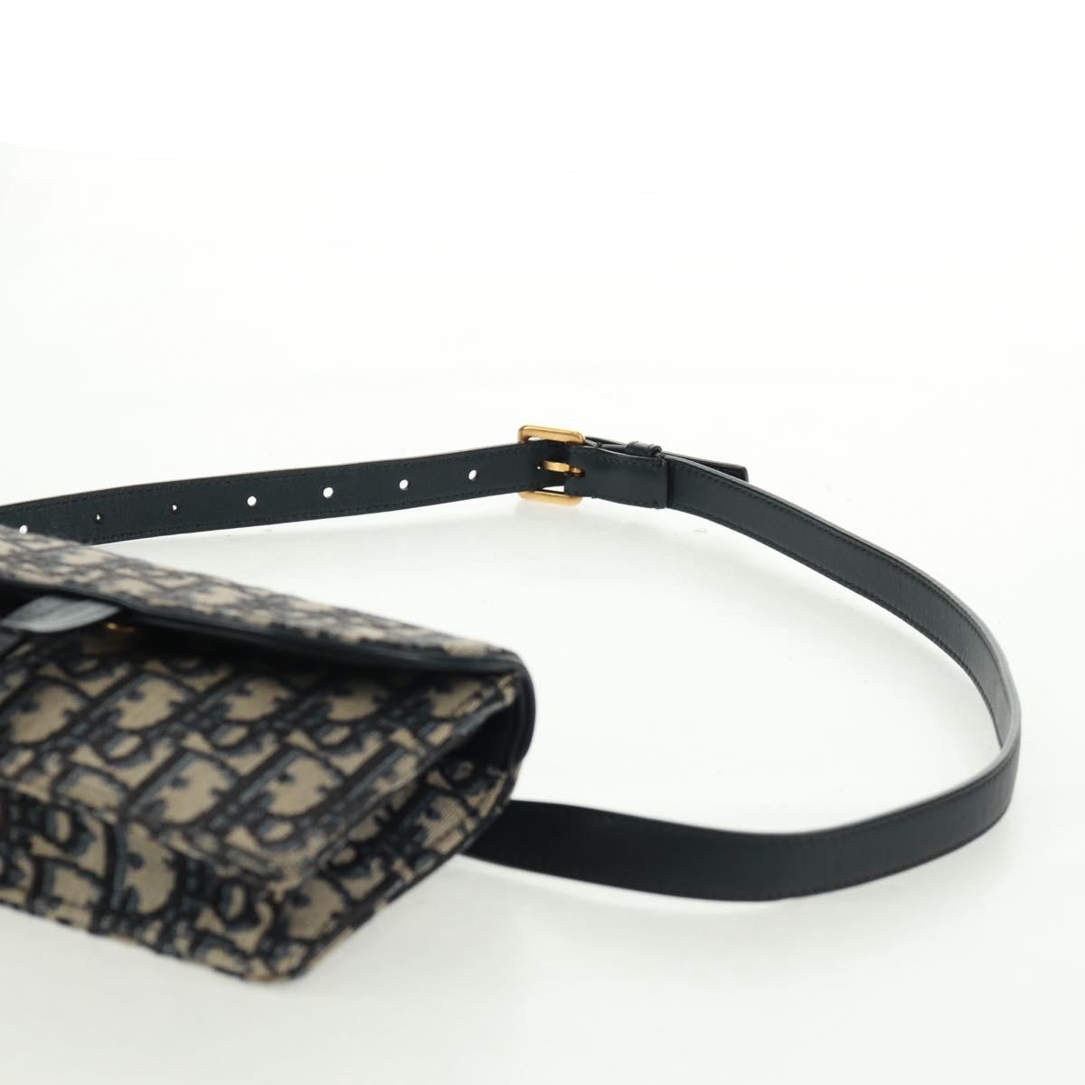 Christian Dior Trotter Canvas Saddle Oblique Waist bag Navy Gold Auth 165390V