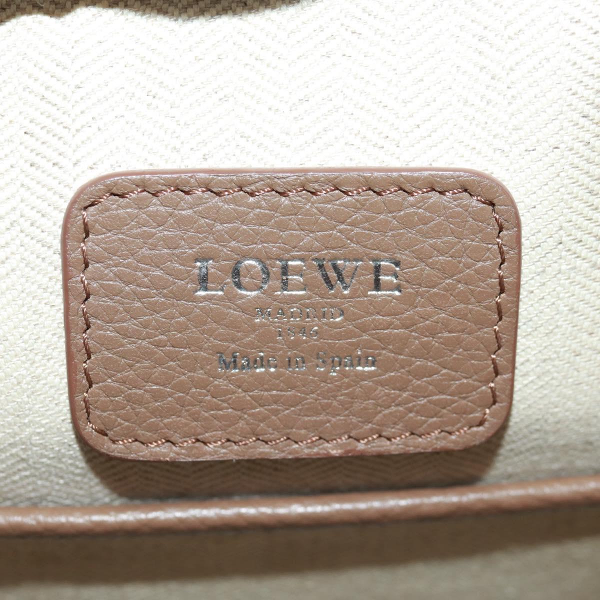 LOEWE Cruz Hand Bag Leather 2way Dark Brown Silver Auth 165392M