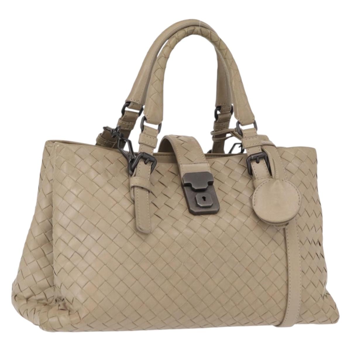 BOTTEGA VENETA INTRECCIATO Hand Bag Leather 2way Gray Auth 165395