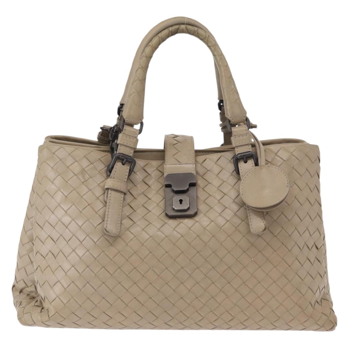 BOTTEGA VENETA INTRECCIATO Hand Bag Leather 2way Gray Auth 165395