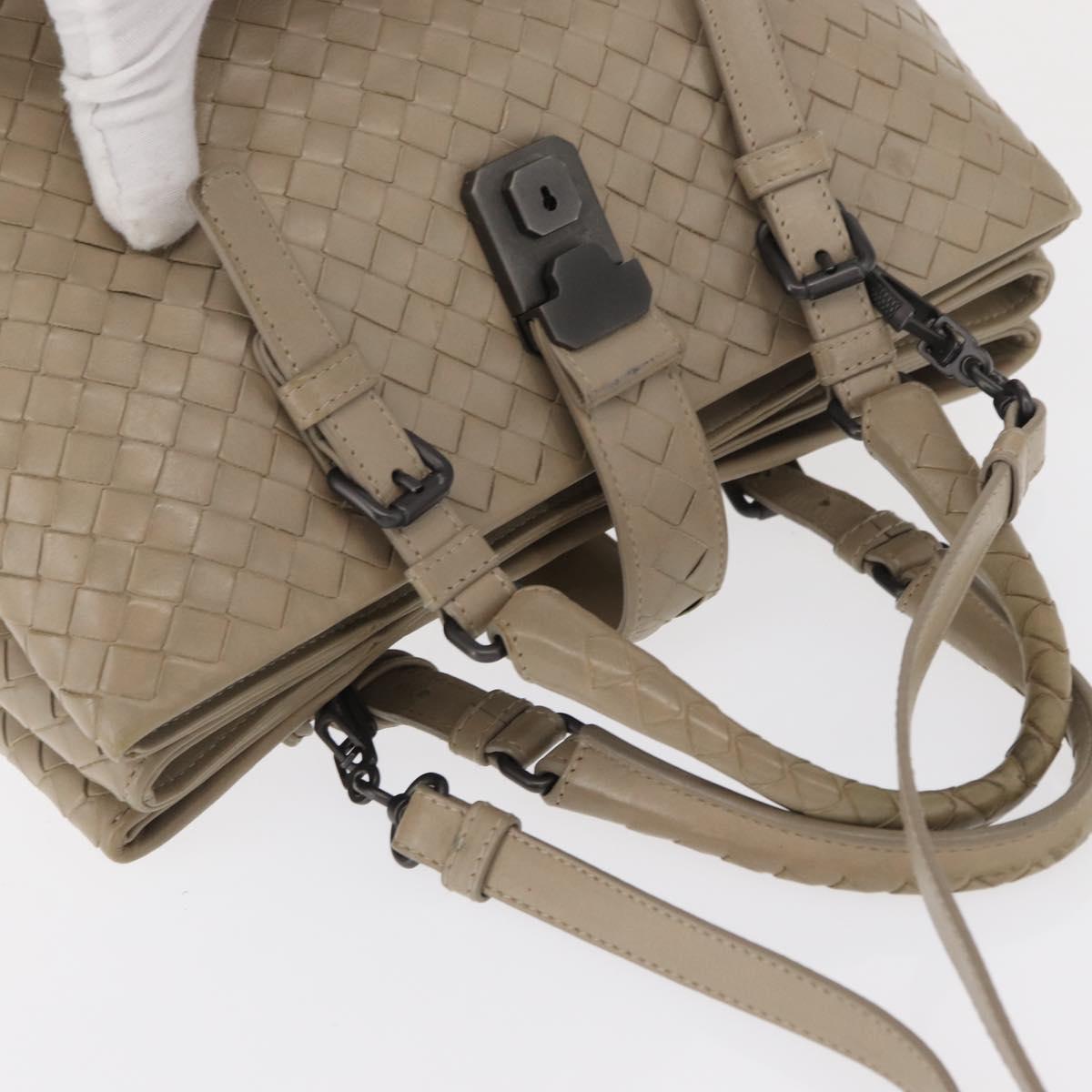 BOTTEGA VENETA INTRECCIATO Hand Bag Leather 2way Gray Auth 165395