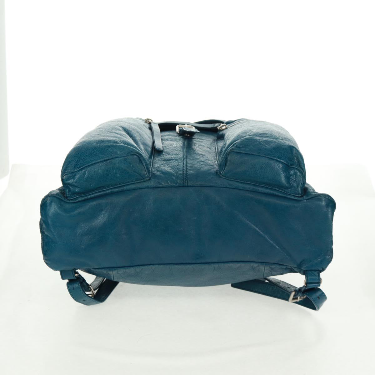 BALENCIAGA Backpack Leather Blue Silver 326404 Auth 165396V