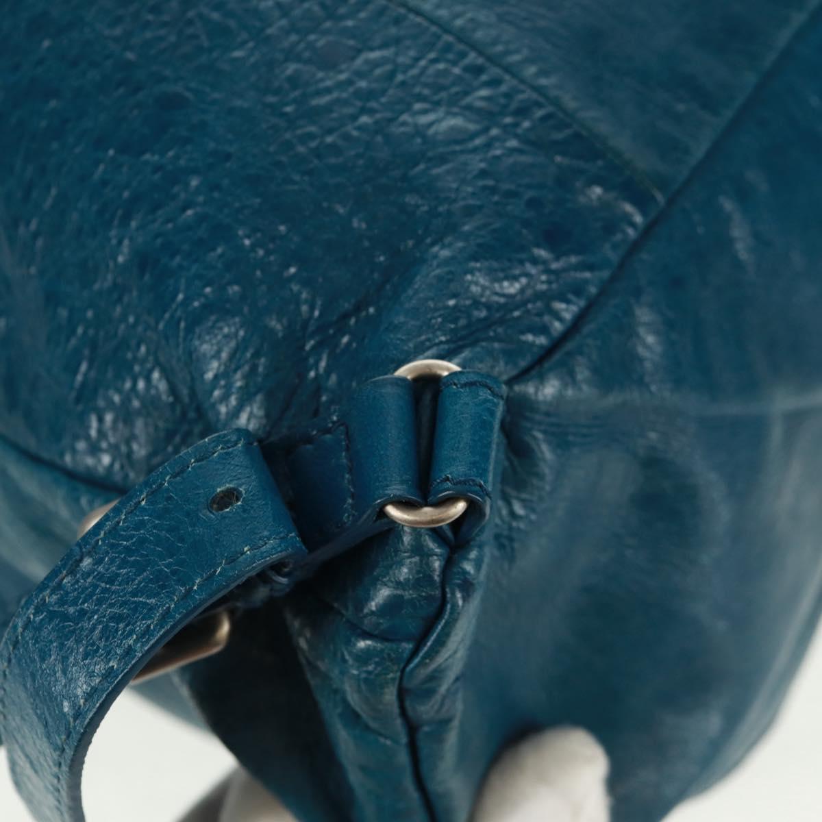 BALENCIAGA Backpack Leather Blue Silver 326404 Auth 165396V