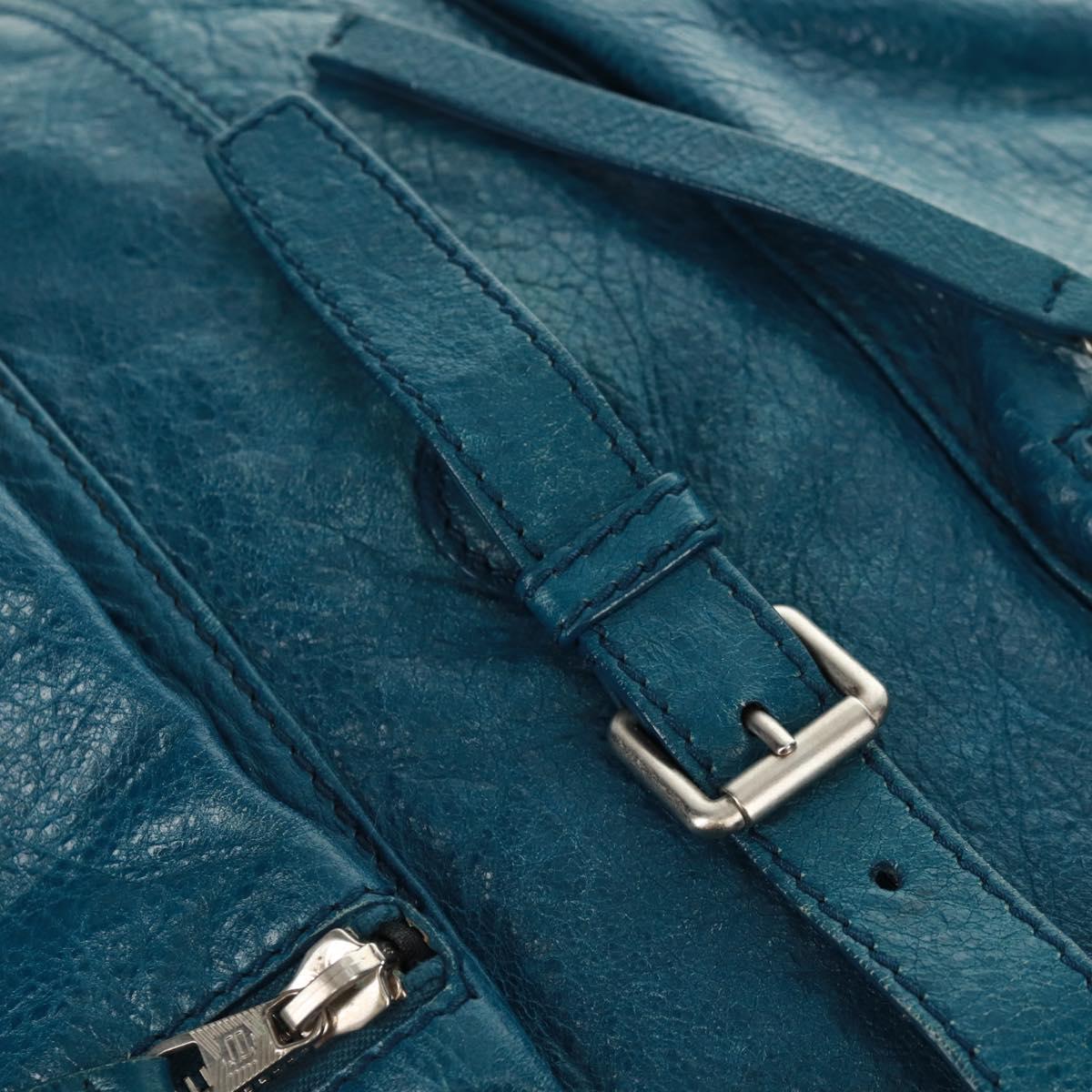 BALENCIAGA Backpack Leather Blue Silver 326404 Auth 165396V