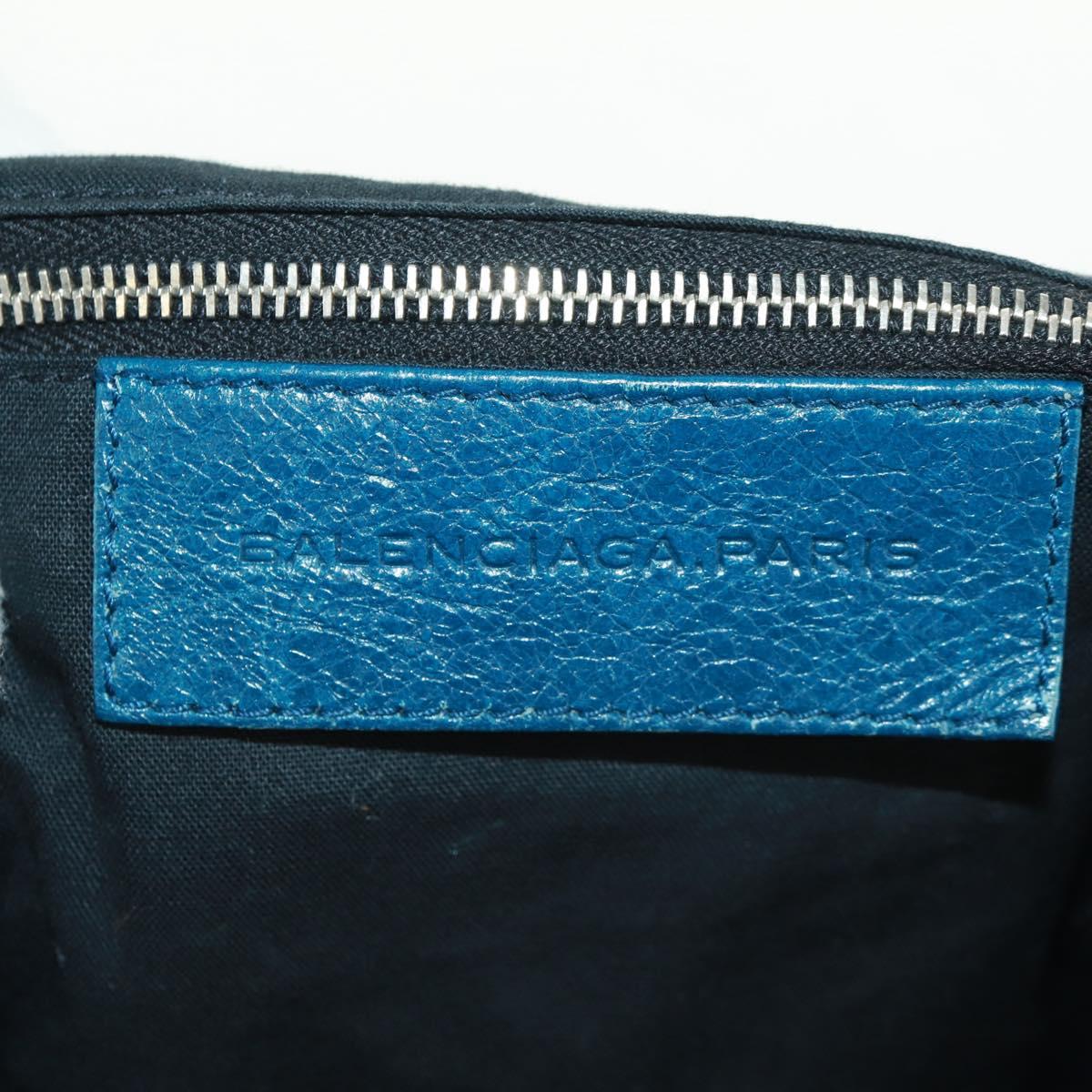 BALENCIAGA Backpack Leather Blue Silver 326404 Auth 165396V