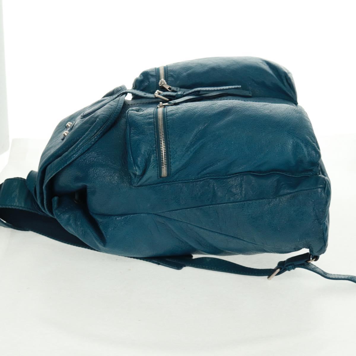 BALENCIAGA Backpack Leather Blue Silver 326404 Auth 165396V