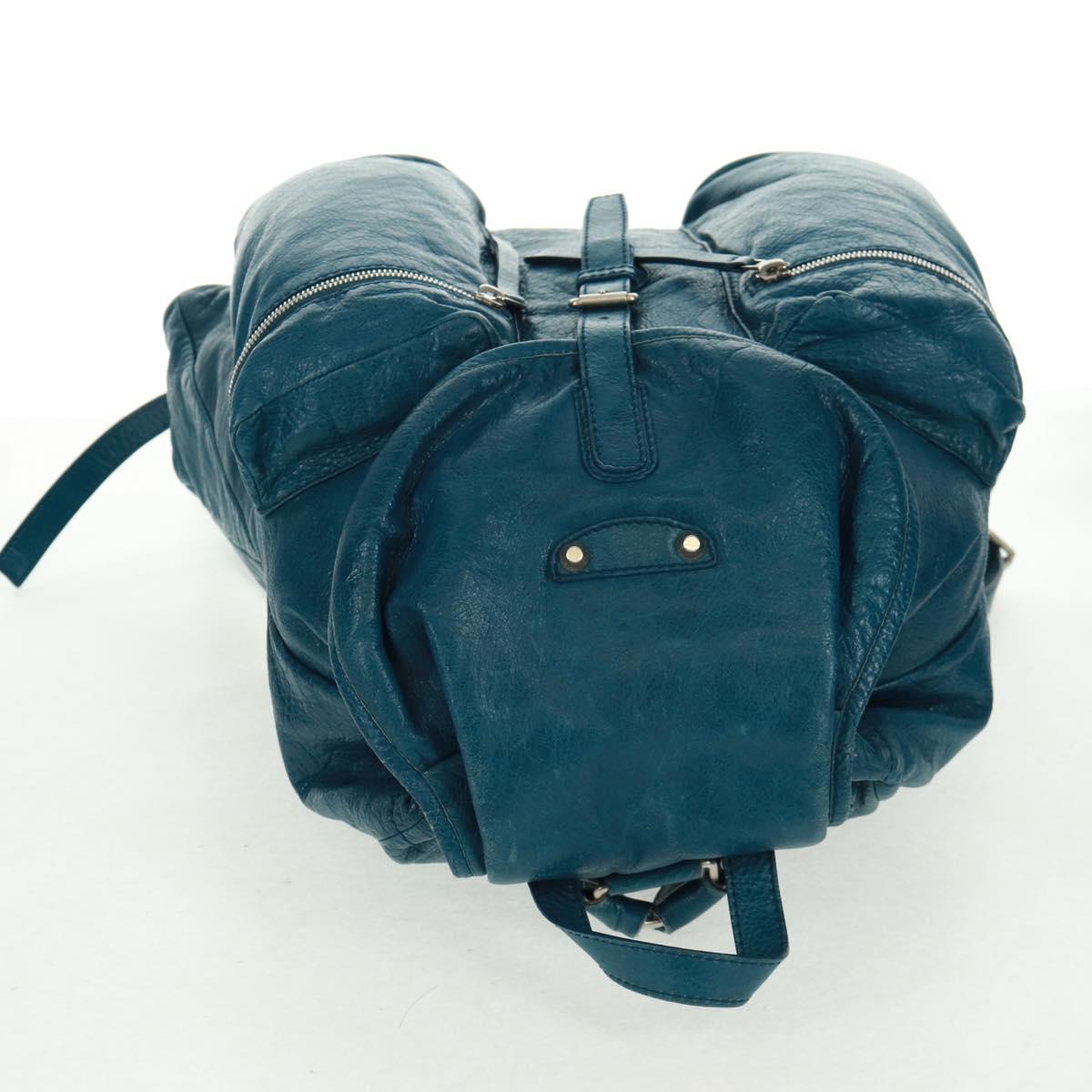 BALENCIAGA Backpack Leather Blue Silver 326404 Auth 165396V
