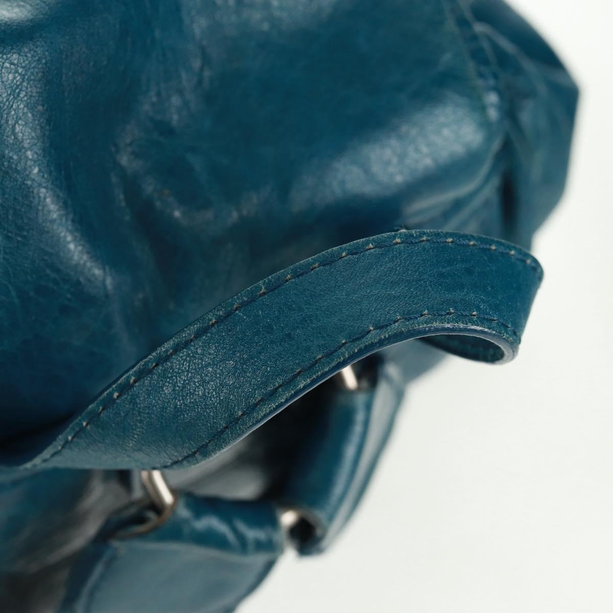 BALENCIAGA Backpack Leather Blue Silver 326404 Auth 165396V