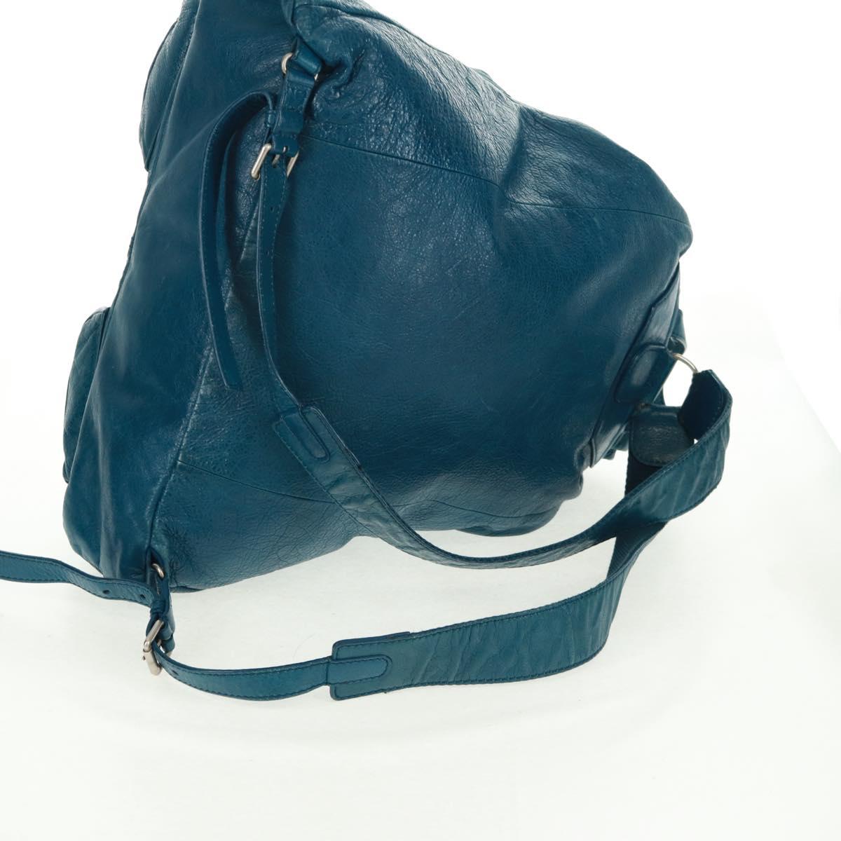 BALENCIAGA Backpack Leather Blue Silver 326404 Auth 165396V