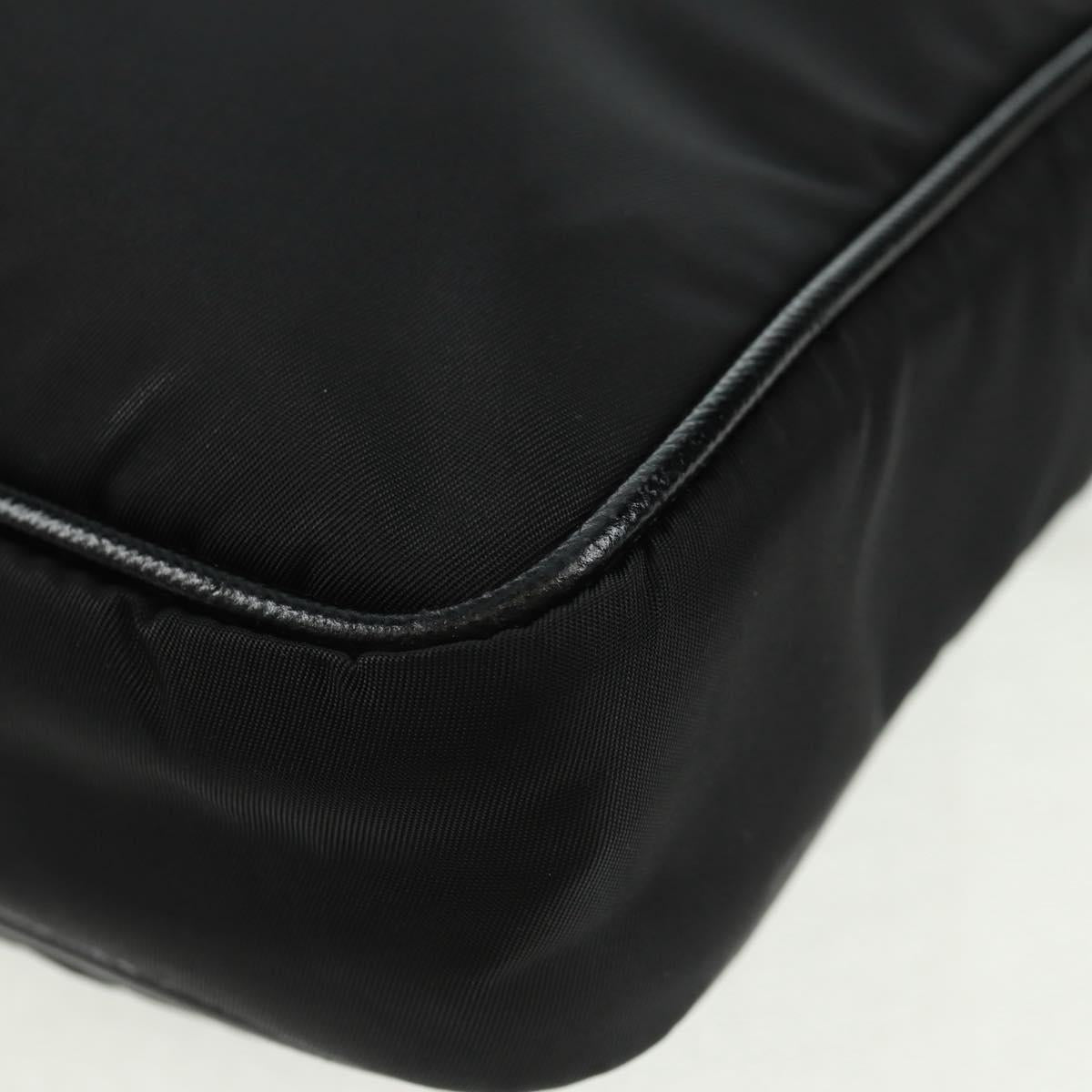 PRADA PC Case Hand Bag Nylon Black Silver Auth 165403V