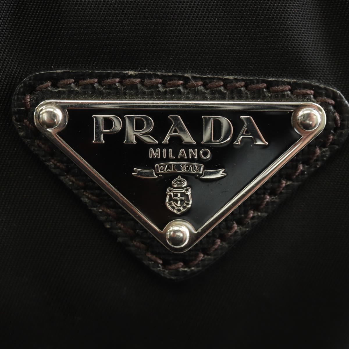 PRADA PC Case Hand Bag Nylon Black Silver Auth 165403V