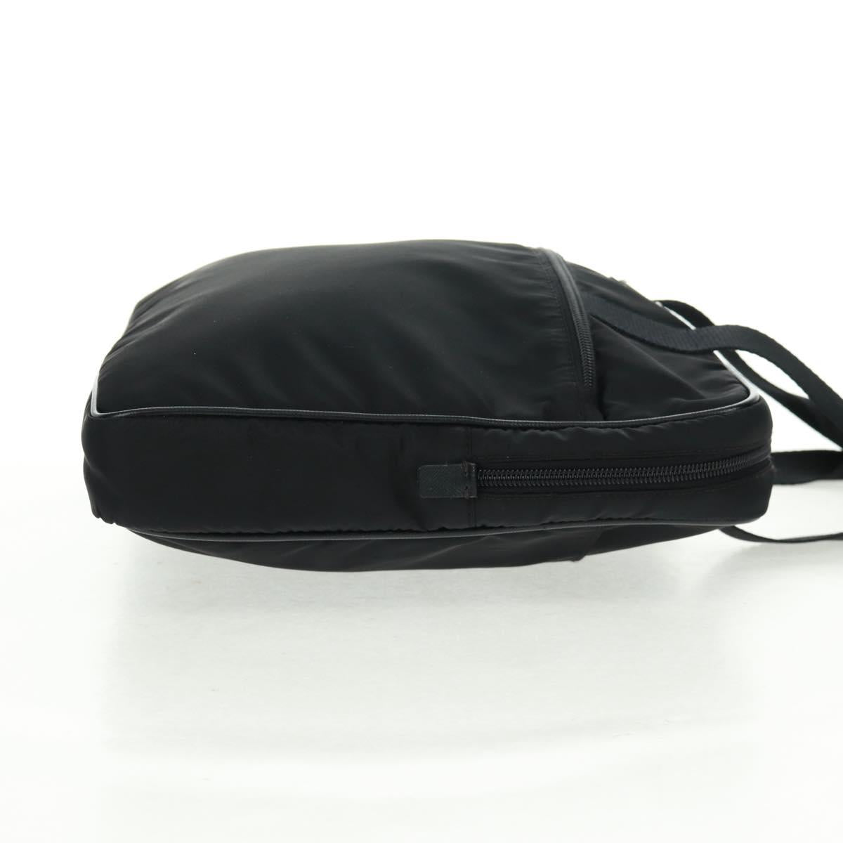 PRADA PC Case Hand Bag Nylon Black Silver Auth 165403V