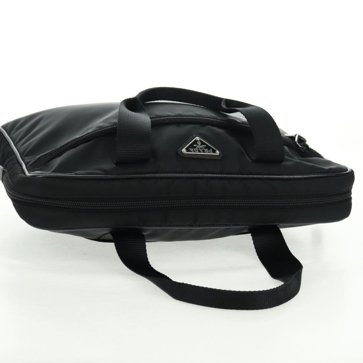 PRADA PC Case Hand Bag Nylon Black Silver Auth 165403V