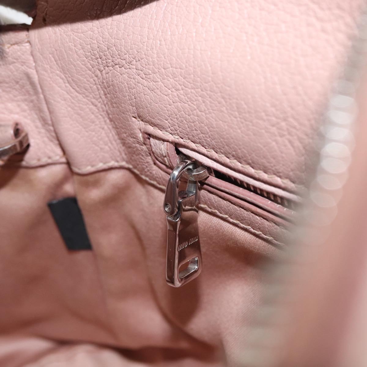 Miu Miu Hand Bag Leather 2way Pink Silver Auth 165405