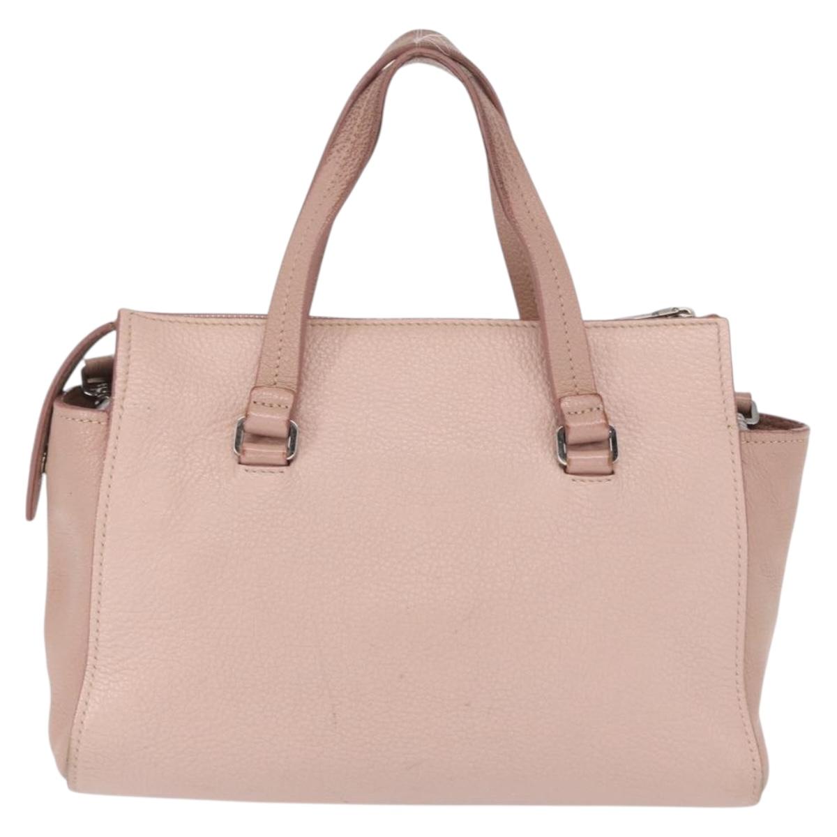 Miu Miu Hand Bag Leather 2way Pink Silver Auth 165405