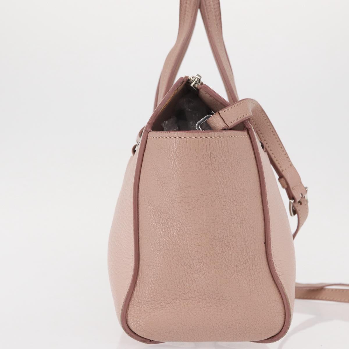 Miu Miu Hand Bag Leather 2way Pink Silver Auth 165405