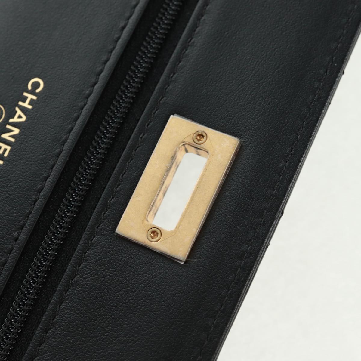 CHANEL Chain Matelasse 2.55 Shoulder Bag Leather Black Gold CC Auth 165409V