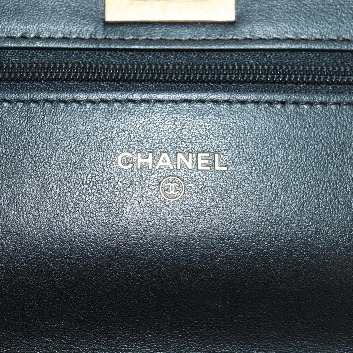 CHANEL Chain Matelasse 2.55 Shoulder Bag Leather Black Gold CC Auth 165409V