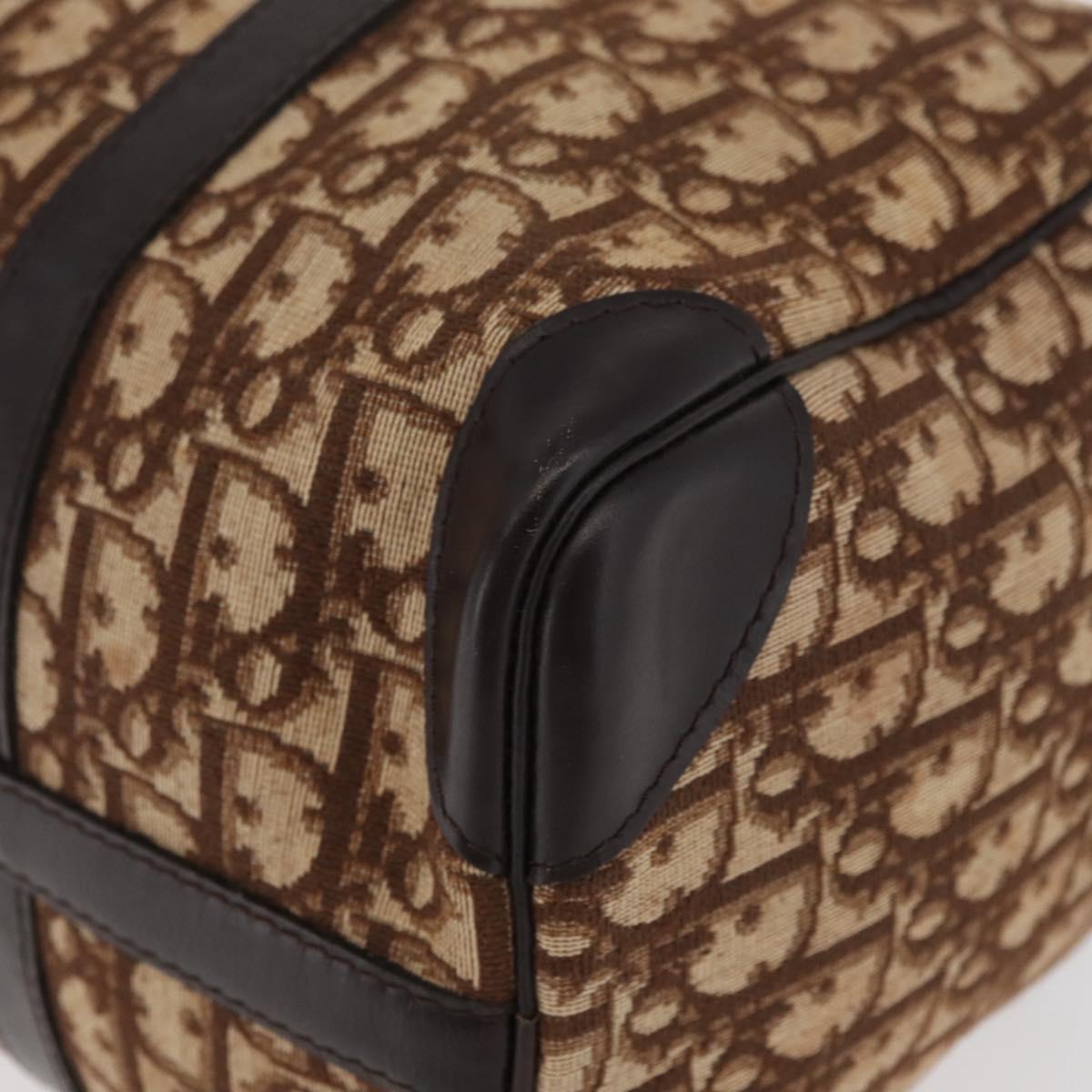 Christian Dior Trotter Canvas Boston Bag Beige Gold Auth 165414